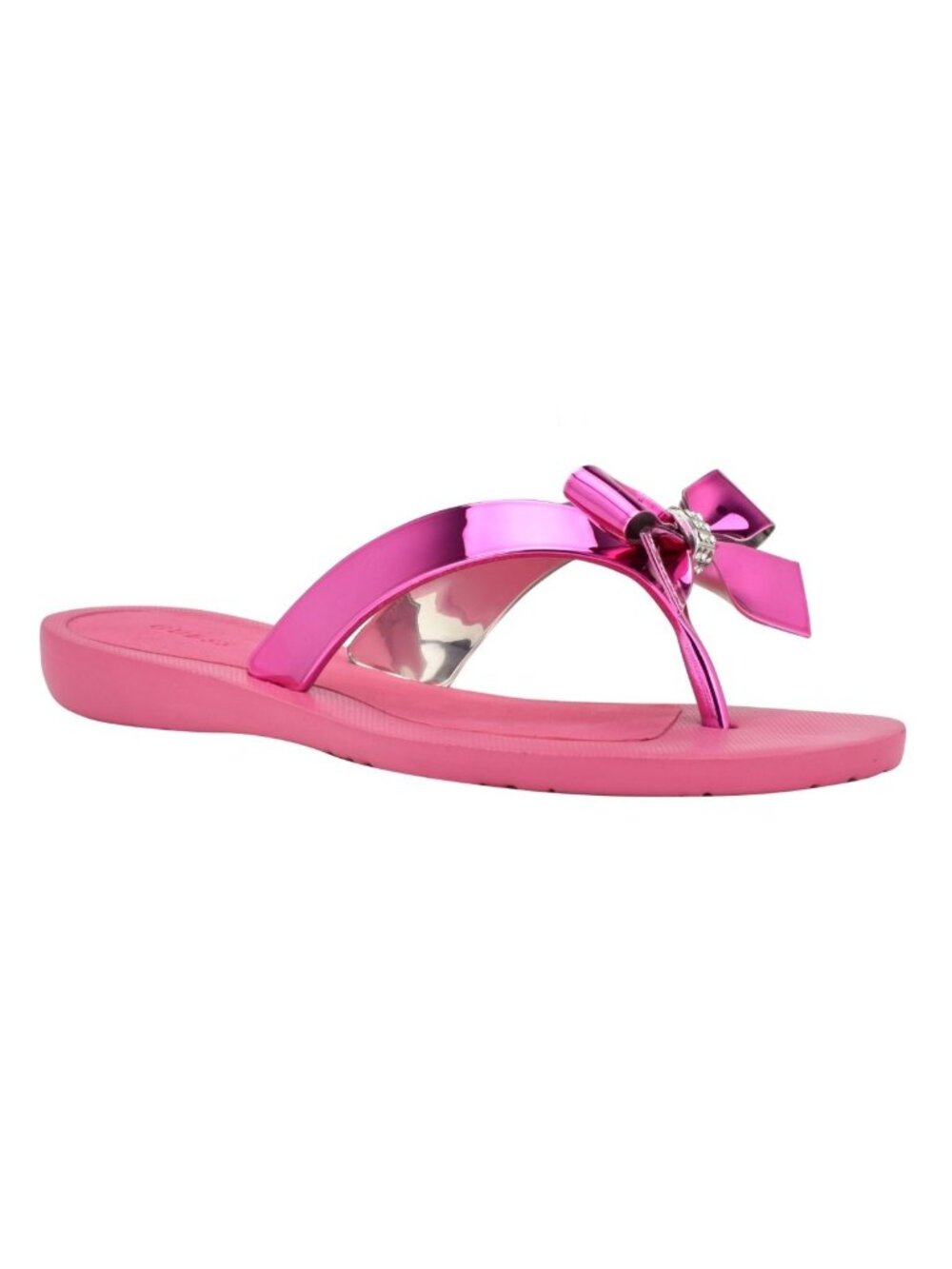 Guess Womens Tutu Embellished Bow Animal Print Flip-Flops Dark Pink Size 6M NWB